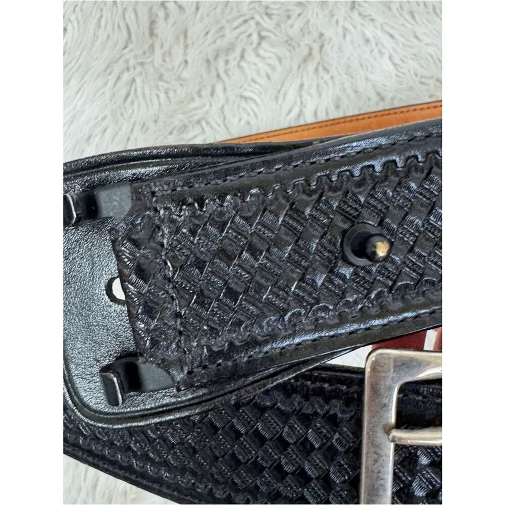 Don Hume Men’s Black Service Leather Basket Weave Duty Belt Size 44